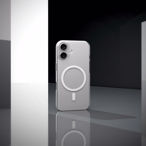 Puro Lite Mag TPU+PC dėklas suderinamas su MagSafe iPhone 17 - skaidrus su baltu žiedu