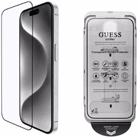 Guess BP Rhinestone 2in1 apsauginio stiklo ir kameros lęšio rinkinys iPhone 16 Pro Max - sidabrinis