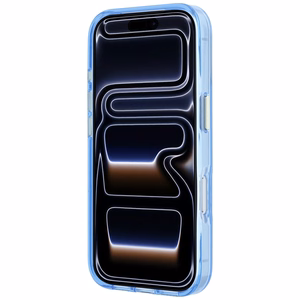Guess IML 4G Script Metal dėklas, skirtas iPhone 18 Pro Max / 17 Pro Max – šviesiai mėlynas