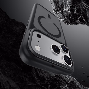 Benks Magnetic Mist dėklas su metaliniu rėmeliu (C.K.FF.AP.BK.0072) iPhone 18 Pro/17 Pro, juodas, su kameros valdymo mygtuku