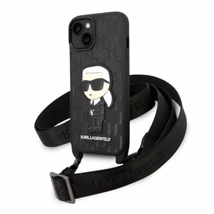 Karl Lagerfeld KLHCP14SSTKMK iPhone 14 6.1" juodas/juodas kietasis dėklas Monograma Ikonik Pleistras