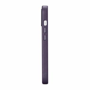 Чехол iCarer Leather из натуральной кожи для iPhone 14 Plus тёмно-фиолетовый (совместим с MagSafe)