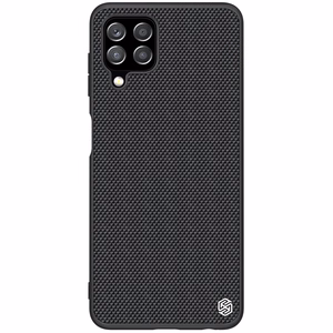 Nillkin Textured Case patvarus sustiprintas dėklas su geliniu rėmu ir nailono nugarėle Samsung Galaxy A22 4G juodas