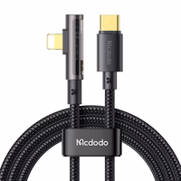 "McDodo CA-3390" 36W 1,2 m USB-C ir "Lightning" kampinis kabelis (juodas)