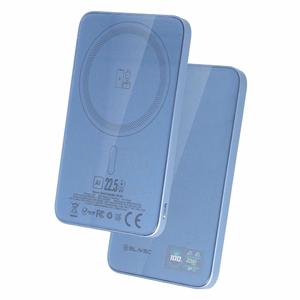 Blavec BJ-04 5000 mAh itin plonas magnetinis išorinis akumuliatorius su „MagSafe“, 7,8 mm, USB-C, 22,5 W, 3 viename (PBBJ04-MC5LB) (spalva: šviesiai mėlyna; stiklo apdaila)