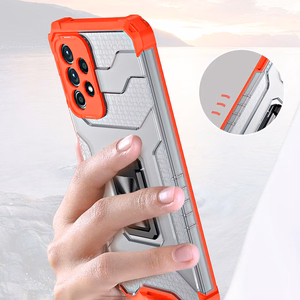 Kristalinis žiedinis dėklas su stovu tvirtas apsauginis dangtelis Samsung Galaxy A72 4G mėlynas