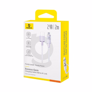 Baseus Gem USB-A į Lightning 2.4A greito įkrovimo laidas 2 m, violetinis