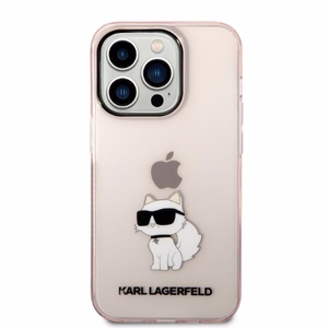 Karl Lagerfeld Ikonik Choupette dėklas telefonui iPhone 14 Pro Max - rožinis