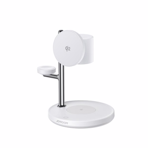Joyroom JR-W23 Qi2 4-in-1 stalinis įkroviklis su integruota induktyvia nakties lempa - baltas