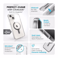 Speck Presidio Perfect-Clear ClickLock & Magsafe - iPhone 15 Plus / iPhone 14 Plus dėklas (Clear / Chrome Finish / Serene sidabrinis)