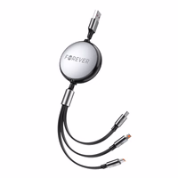 "Forever 3in1" kabelis USB - "Lightning" + 2x USB-C 1,2 m 100 W juodas