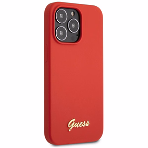 Dėklas Guess GUHCP13XLSLMGRE iPhone 13 Pro Max 6.7" raudona/bordo kietas dėklas Silikoninis Vintage Auksinis Logotipas