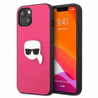 Karl Lagerfeld Odinis Ikonik Karl's Head Metalinis dėklas iPhone 13 mini - rožinis