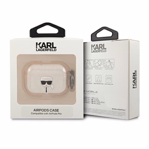 Karl Lagerfeld Blizgučių Karlo Galvos Dėklas AirPods Pro - auksinis
