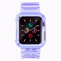 Silikoninė apyrankė dirželis dėklas dirželis šviesos rinkinys Apple Watch 44mm - violetinis