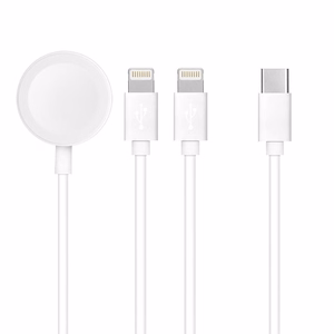 Kabelis (m) 3in1 Type C į Lightning / 2 x Lightning / Apple Watch 3W 2A C3168 1,2 m - baltas (m)