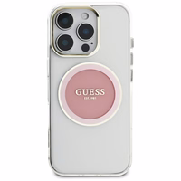 Guess IML Metal Colored Circle Classic Logo Magnetinis dėklas telefonui iPhone 16 Pro Max - rožinis