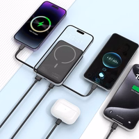 Tech-Protect LifeMag PB31 išorinė baterija su MagSafe 10000mAh 15W USB-C / USB-A / įmontuotu USB-C / Lightning kabeliais - juoda