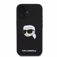 Karl Lagerfeld silikoninis dėklas telefonui Karl Head Print Magnetinis iPhone 16 - juodas