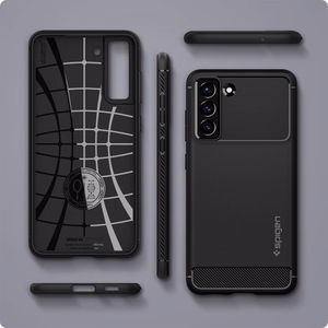 Spigen Rugged Armor dėklas telefonui Samsung Galaxy S21 FE - matinė juoda