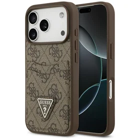 Guess 4G Nauble Card Triangle dėklas iPhone 17 Pro - rudas