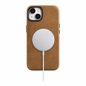 iCarer Oil Wax Premium odinis dėklas iPhone 14 Plus Magnetinis odinis dėklas su MagSafe Rudas (WMI14220703-TN)