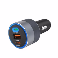 FORCELL F-ENERGY Alu automobilinis įkroviklis 2 x Type C + USB A PD QC4.0 SFC2.0 3A 85W pilkas