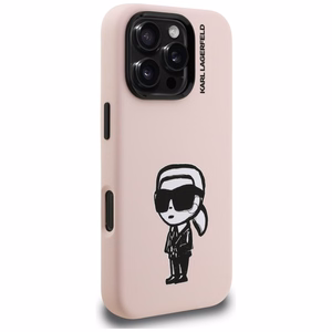 Karl Lagerfeld Silikoninis Karl Sketch MagSafe Dėklas for iPhone 16 Pro - rožinis