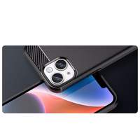 Carbon dėklas iPhone 14 dėklas lankstus gelinis galinis dangtelis mėlynas