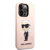 Karl Lagerfeld KLHCP14LSNIKBCP iPhone 14 Pro 6.1" kietasis dėklas rožinis/rožinis Silikoninis Ikonik