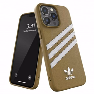 Adidas OR formuotas dėklas PU iPhone 13 Pro / iPhone 13 – smėlio ir auksinis