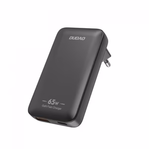 Dudao A65Q 65W GaN kelioninis sieninis įkroviklis USB-A / USB-C PD itin plonas EU / US – juodas