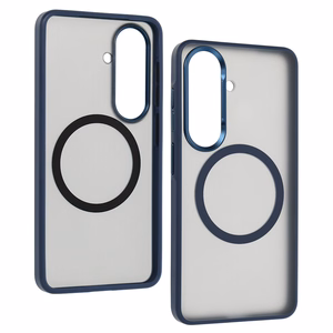 Liavec Soft Case dėklas su metaliniu rėmeliu, skirtas Samsung Galaxy S26, tamsiai mėlynas