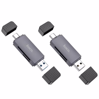Atminties kortelių skaitytuvas Hoco HB45 USB-C/USB-A 2-in-1 USB2.0 pilkas