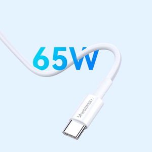 Wozinsky GaN 65W įkroviklis su USB-A ir 2xUSB-C jungtimis bei 65W USB-C kabeliu - baltas