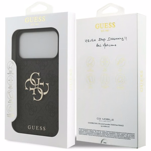 Guess PU 4G Metal Logo dėklas Apple iPhone 18 Pro Max, pilkas