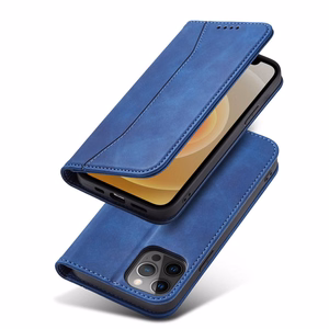 Magnetinis Fancy dėklas telefonui iPhone 12 Pro Max su kišene, kortelių laikiklis, stovas, mėlynas