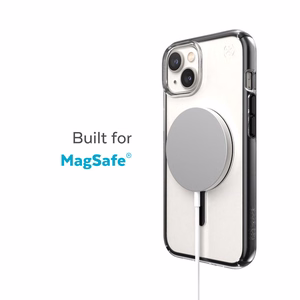 Speck Presidio Perfect-Clear with Impact Geometry + MagSafe case for iPhone 15 Plus / 14 Plus, with Microban antimicrobial protection, Clear / Black