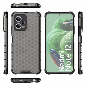 Honeycomb dėklas telefonui Xiaomi Redmi Note 12 5G / Poco X5 5G šarvuotas hibridinis dangtelis juodas
