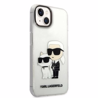 Karl Lagerfeld blizgus Karl&Choupette dėklas telefonui iPhone 14 Plus - permatomas