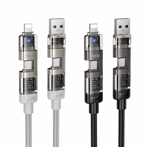 Laidas 4in1 USB A/C į USB C/Lightning Hoco 240W 1,2 m U151 juodas