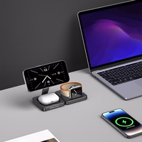 "Blavec" indukcinis įkroviklis BQI-02 Qi 15W magnetinis "Magsafe 3 in 1" "Apple/Samsung Watch" laikrodis (BQI02-QIMB), juodas