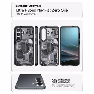 Spigen Ultra Hybrid Mag MagSafe Dėklas for Samsung Galaxy S26 Zero One - Clear juodas