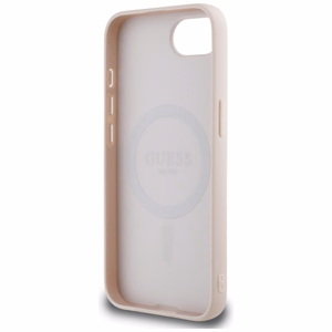 Чехол Guess Grained Ring MagSafe для iPhone 16e - розовый