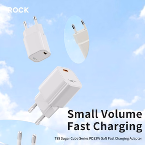 Rock sieninis įkroviklis T88 Sugar Cube Series GaN - Type C - QC 3.0 PD 33W 3A baltas