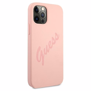 Guess GUHCP12LLSVSPI iPhone 12 Pro Max 6.7" rožinis/rožinis kietas dėklas Script Vintage