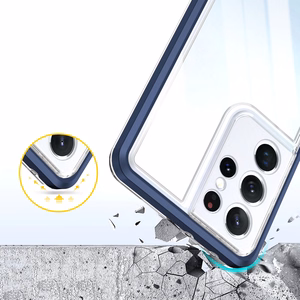 Skaidrus 3in1 dėklas Samsung Galaxy S22 Ultra rėmelio gelis mėlynas