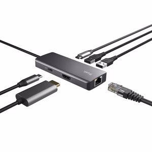 Trust Dalyx - 6-in-1 USB-C daugiafunkcis adapteris, 1000 Mbit/s (sidabrinis)