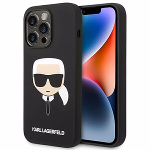 Karl Lagerfeld silikoninis Karl's Head dėklas iPhone 14 Pro Max juodas