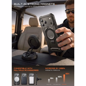 Supcase Grip Pro Mag MagSafe dėklas iPhone 18 Pro / 17 Pro – juodas